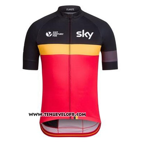 2016 Maillot Ciclismo UCI Mondo Champion Lider Sky Noir et Rouge Manches Courtes et Cuissard